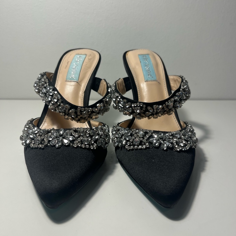 Betsey Johnson Blue Elina Evening Slip On Pumps Mule Heels - Picture 6 of 10